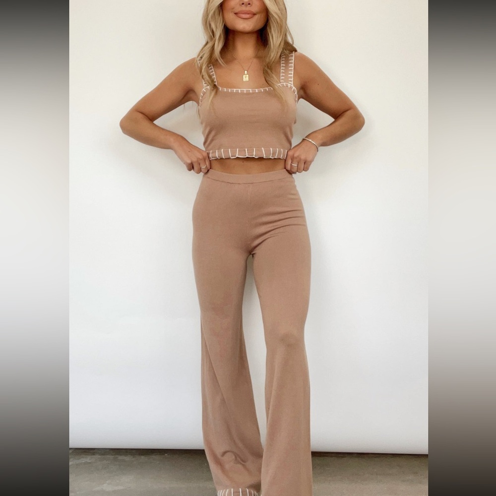 Lane 201 pant set brown caramel